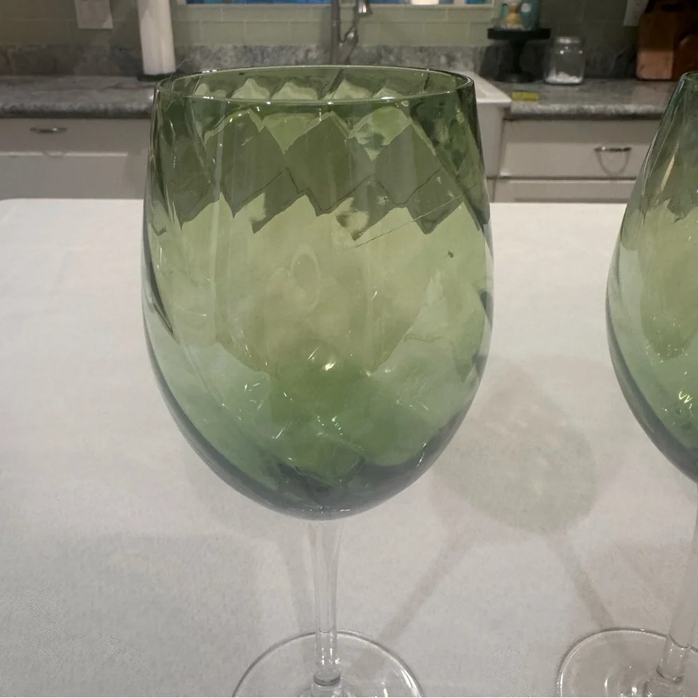 Pier 1 Green Wine Glasses